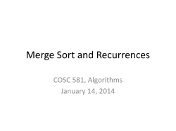 Merge Sort and Recurrences - UTK-EECS