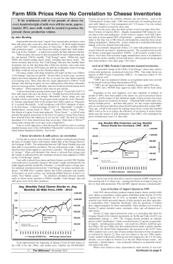 Farm Milk Prices Have No Correlation to Cheese Inventories