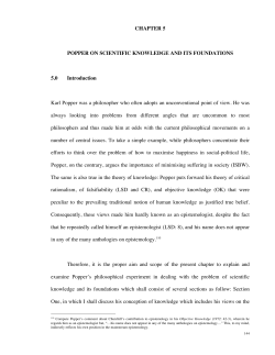 CHAPTER 5 POPPER ON SCIENTIFIC KNOWLEDGE AND ITS
