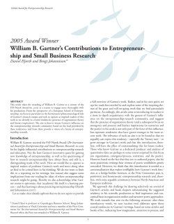 2005 Award Winner William B. Gartner`s Contributions to Entrepreneur