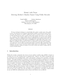 Messin` with Texas Deriving Mother`s Maiden