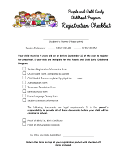 to Preschool Registration Packet
