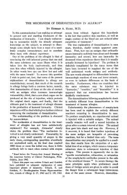 THE MECHANISM OF DESENSITIZATION INT ALLERGY In this