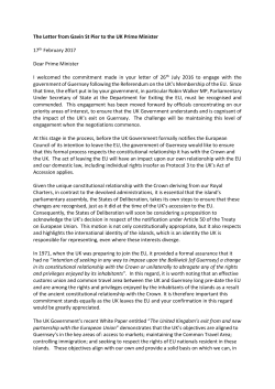 Letters between Deputy Gavin St Pier and the UK Prime Minister
