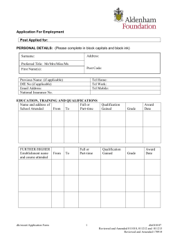 Application For Employment