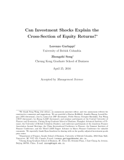 Can Investment Shocks Explain the Cross-Section of Equity