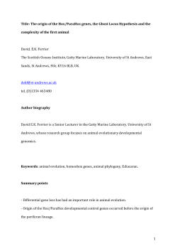 ! 1! Title:`The`origin`of`the`Hox/ParaHox`genes,`the`Ghost`Locus