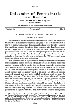 On Absolutisms in Legal Thought - Penn Law: Legal Scholarship
