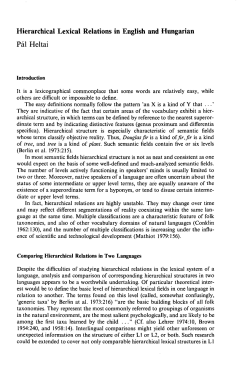 Hierarchical Lexical Relations in English and Hungarian