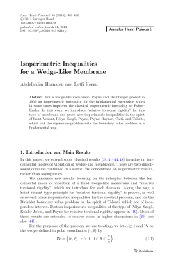Isoperimetric Inequalities for a Wedge-Like Membrane