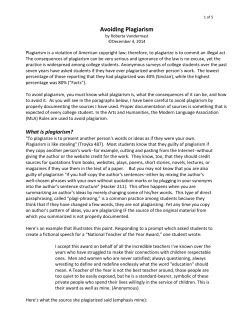 Avoiding Plagiarism
