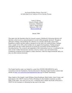 Are Social Welfare Policies `Pro-Life`?