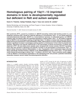 Homologous pairing of 15q11&ndash;13 imprinted domains