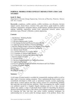 Formal Models for Conflict Resolution and Case Studies