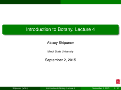Introduction to Botany. Lecture 4