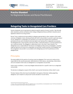Delegating Tasks to Unregulated Care Providers