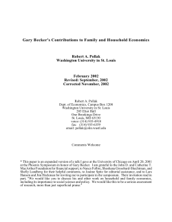 Gary Becker`s Contributions to Family and Household Economics
