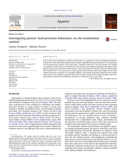 Investigating parents&acirc;&euro;&trade; food-provision behaviours via the