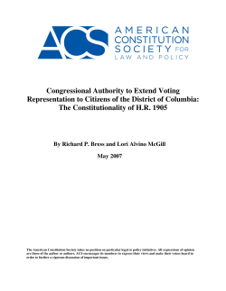 Congressional Authority to Extend Voting Representation to Citizens