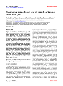 Rheological properties of low fat yogurt containing cress seed gum