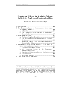 Experimental Evidence that Retaliation Claims are Unlike Other