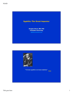 Syphilis: The Great Impostor
