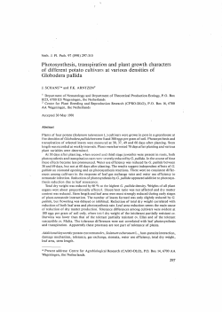 Photosynthesis, transpiration and plant growth characters of different
