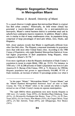 Hispanic Segregation Patterns in Metropolitan Miami Thomas D