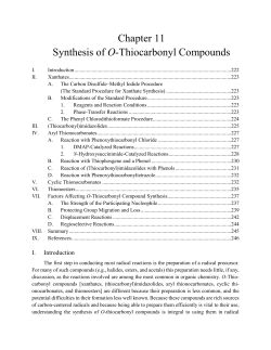 Chapter 11 Synthesis of O-Thiocarbonyl Compounds