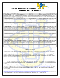 Asian American Studies Winter 2017 Courses