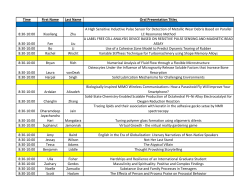 Time First Name Last Name Oral Presentation Titles 8:30