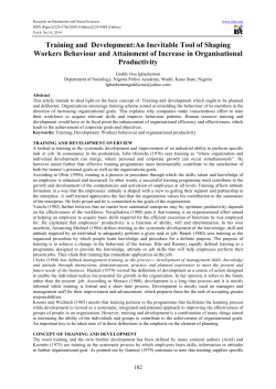 Training and Development:An Inevitable Tool of Shaping