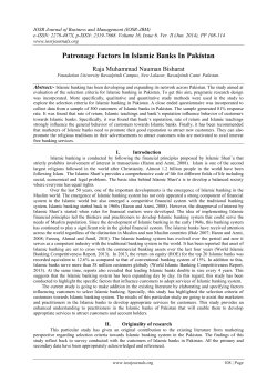 Patronage Factors In Islamic Banks In Pakistan