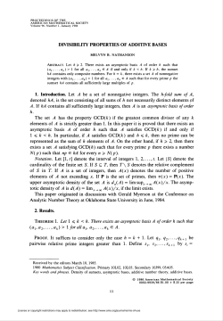 DIVISIBILITY PROPERTIES OF ADDITIVE BASES h.
