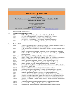 ROSALIND I. J. HACKETT - Department of Religious Studies