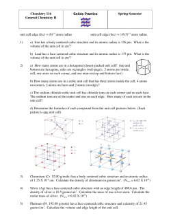 Chemistry 116 General Chemistry II Solids Practice Spring