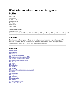 IPv6 Address Allocation and Assignment Policy