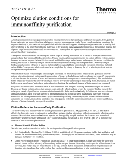 Optimize elution conditions for immunoaffinity purification