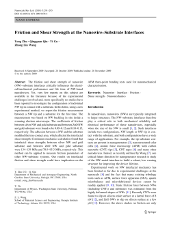 Friction and Shear Strength at the Nanowire&ndash;Substrate Interfaces