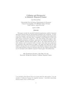 Collusion and Reciprocity in Infinitely Repeated Games&dagger;