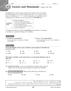 Factors and Monomials