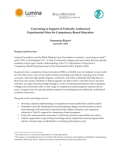 Convening in Support of Federally Authorized Experimental Sites for