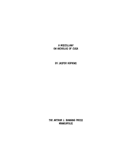 a miscellany on nicholas of cusa by jasper hopkins the arthur j