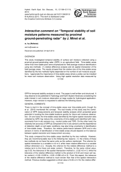 Interactive comment on &ldquo;Temporal stability of soil moisture patterns