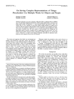 On Having Complex Representations of Things: Preschoolers Use