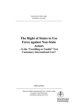The Right of States to Use Force against Non-State Actors