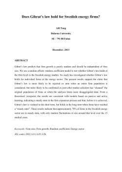 Does Gibrat`s Law Hold for Swedish Energy Firms