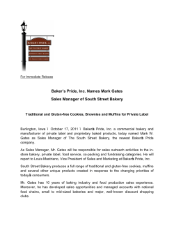 Baker`s Pride, Inc. Names Mark Gates Sales Manager