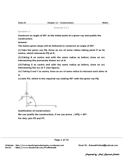 Exercise 11.1 Question 1: Construct an angle of 90&deg; at the initial