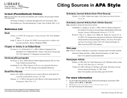 Citing Sources in APA Style - University of Toronto Mississauga